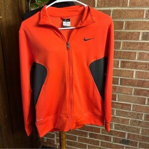 Nike Dri Fit Youth L Knit Full Zip Orange Black Training Jacket Lightweight